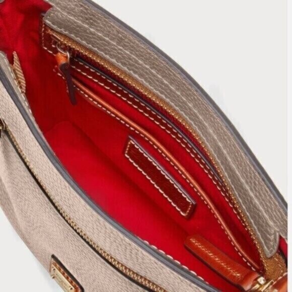 Dooney & Bourke Crossbody Pebble Grain Leath Oyster Zip Handbag Purplish Grey - Picture 14 of 14